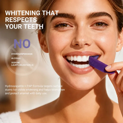 Purple Teeth Whitening Strips with Cheek Retractor – Peroxide-Free Whitening Kit